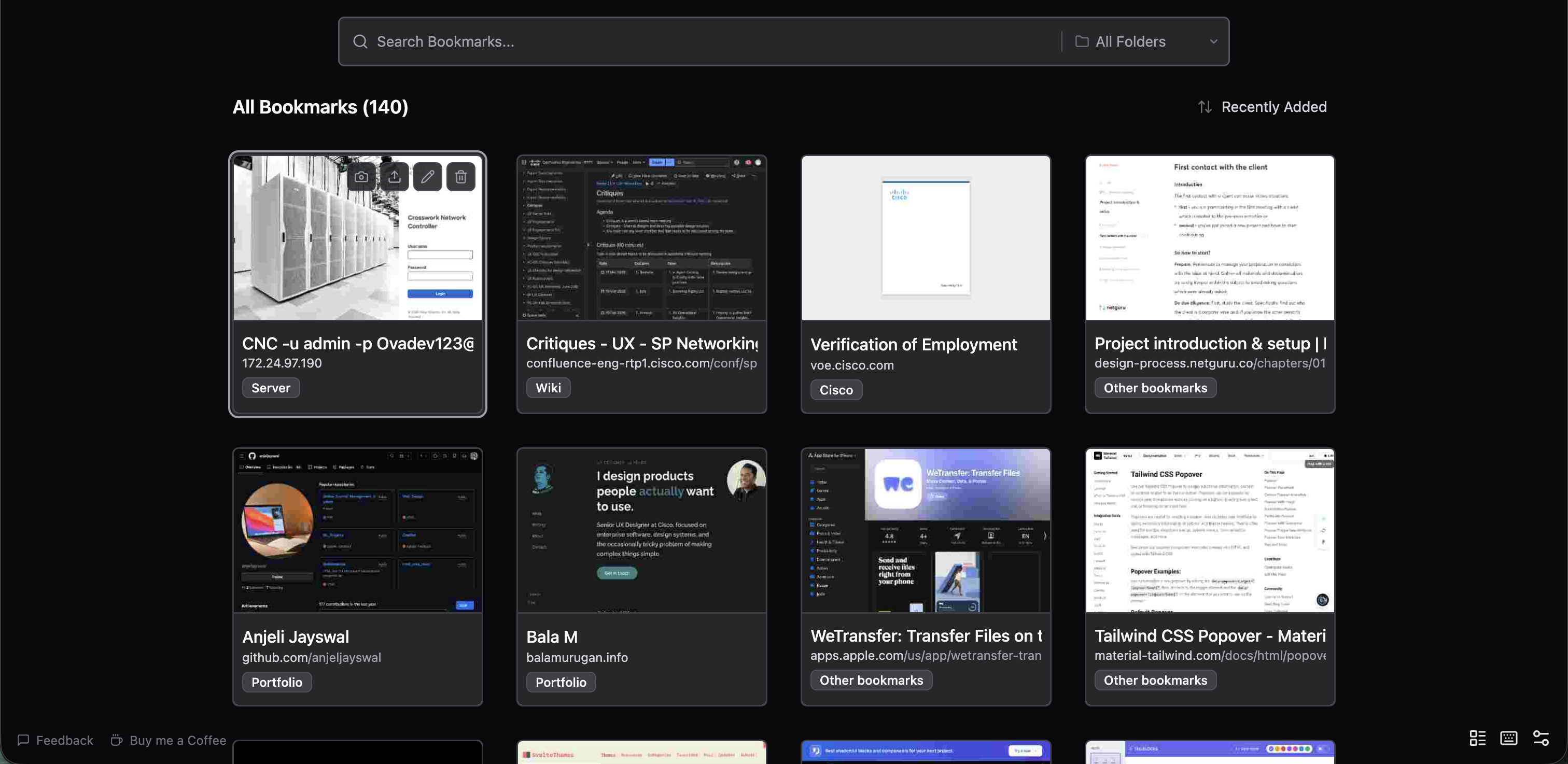 Bookmark Hero interface